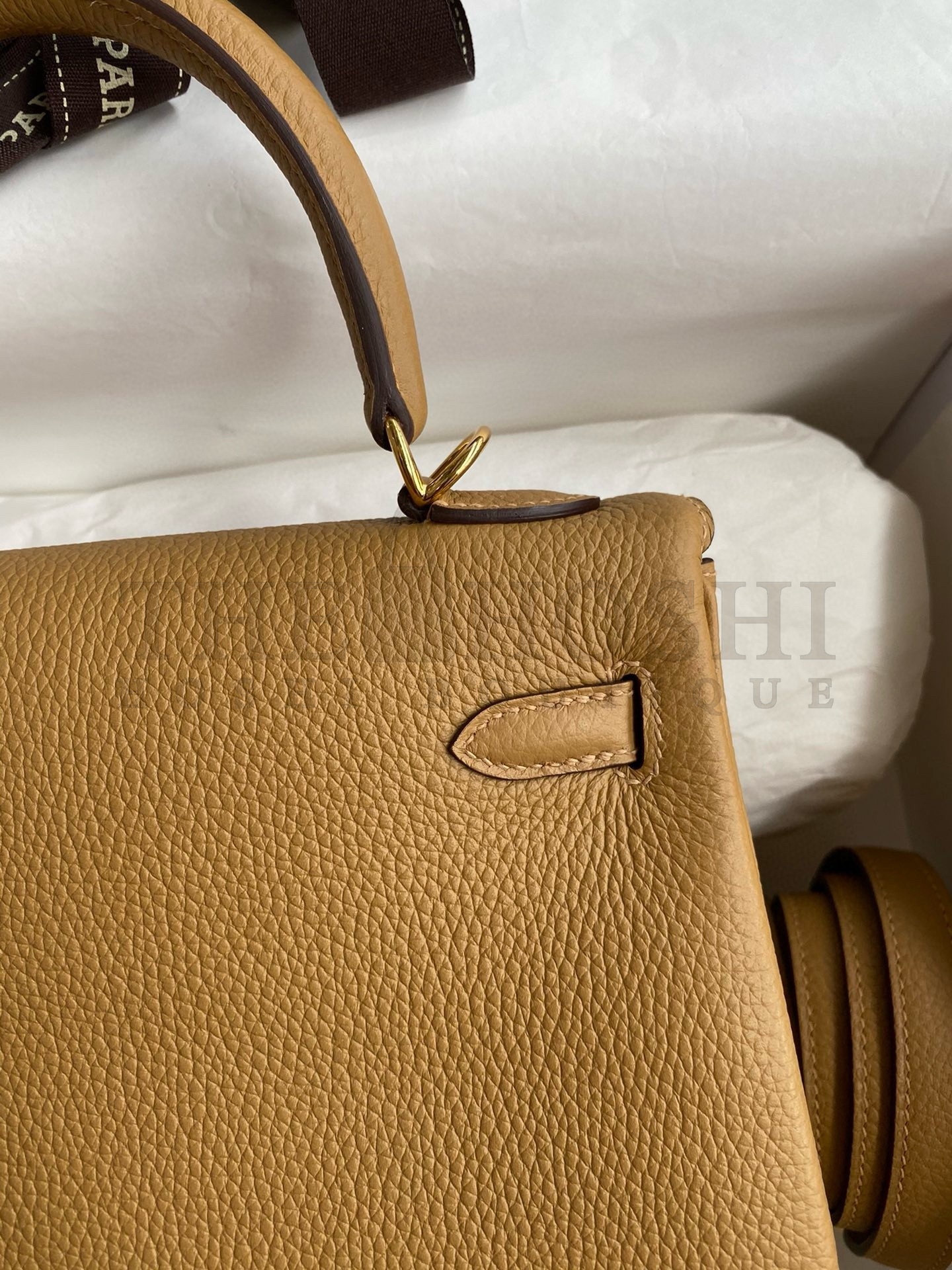 H**me5 Kelly Retourne 25 Handmade Bag In Biscuit Clemence Leather Master Quality