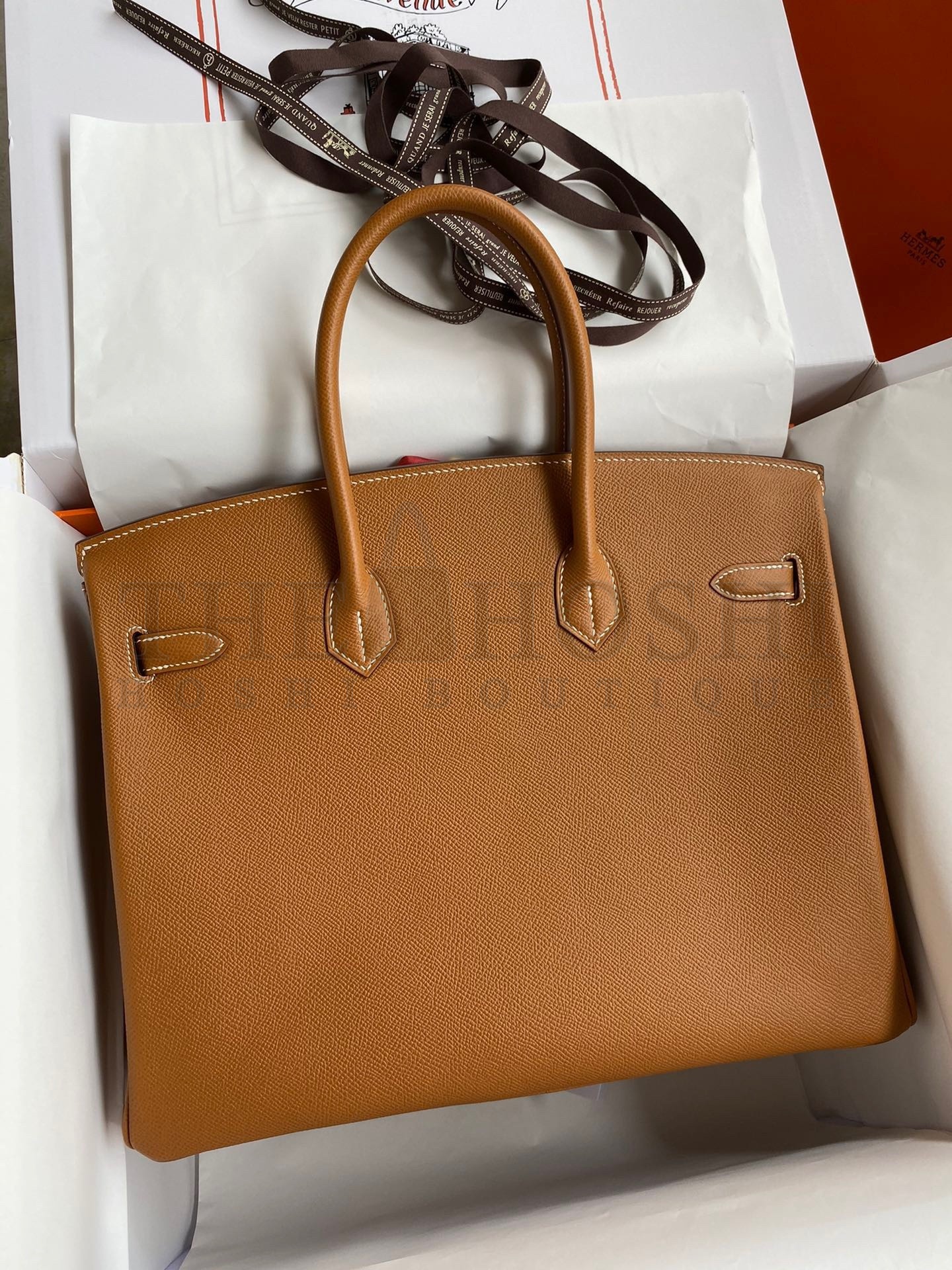 H**me5 Birkin 35 Retourne Handmade Bag In Gold Epsom Calfskin Master Quality