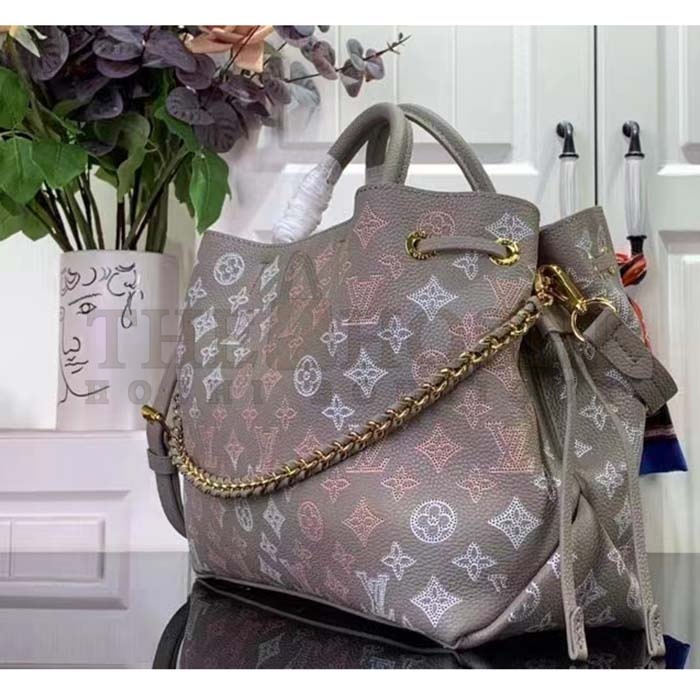 L0vis Vvtt0n LV Women Bella Tote Gray Mahina Perforated Calfskin Leather Master Quality