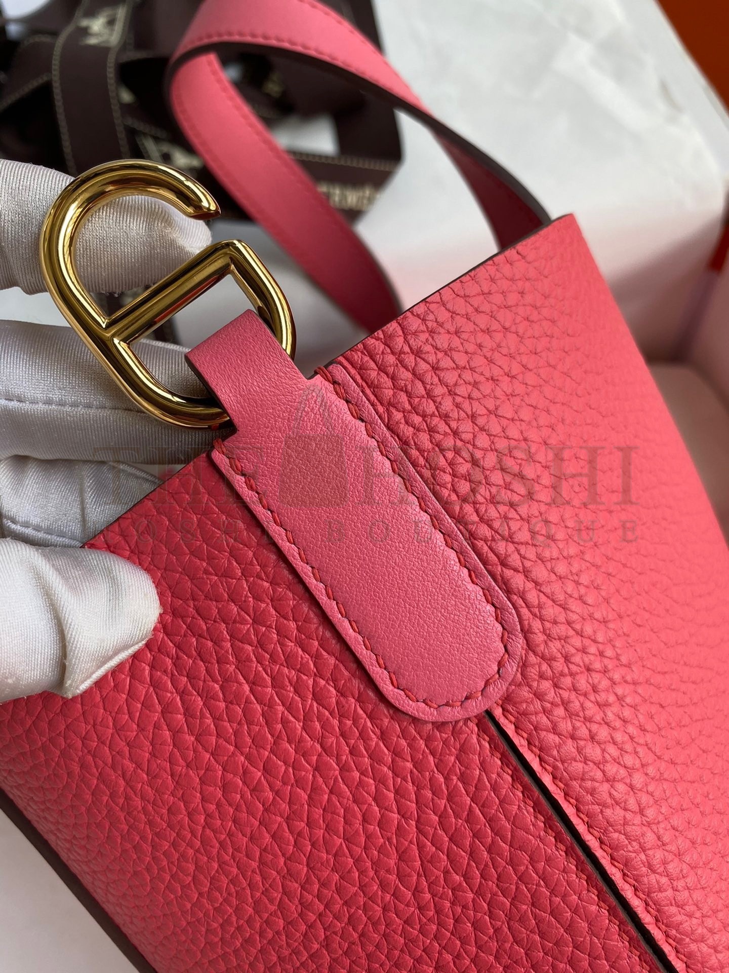H**me5 In The Loop 18 Handmade Bag in Rose Lipstick Clemence Leatherther Master Quality