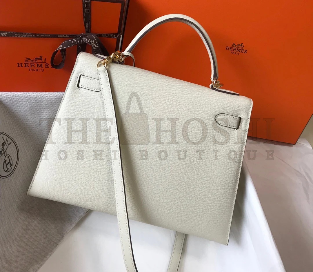 H**me5 Kelly 32cm Sellier Bag in Craie Epsom Calfskin GHW Master Quality