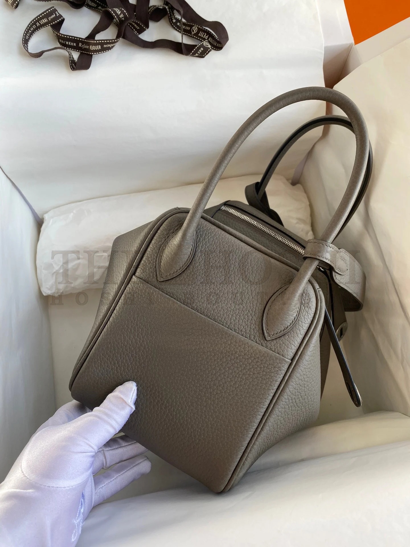 H**me5 Lindy 26 Handmade Bag In Etain Clemence Leather Master Quality