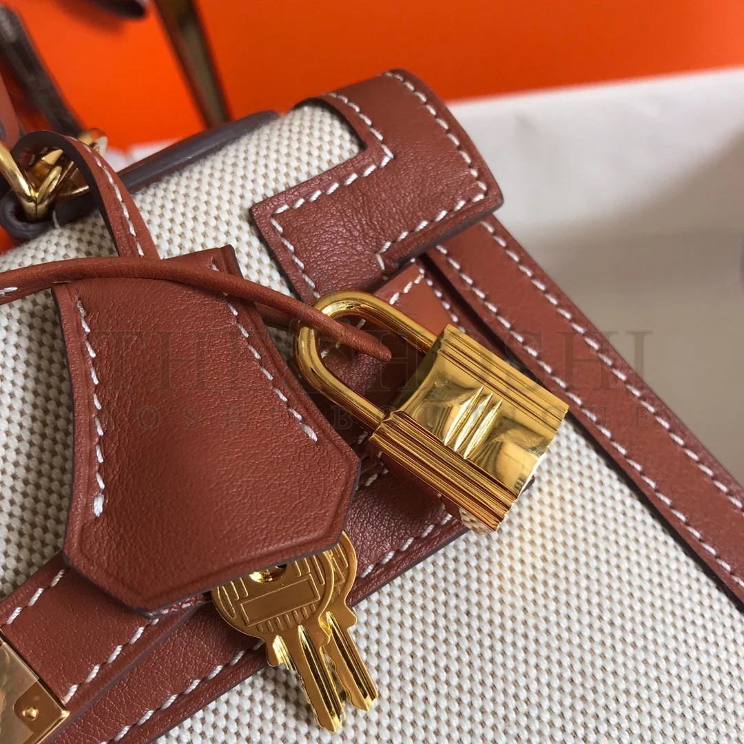 H**me5 Kelly 28cm Bag In Canvas With Barenia Leather Master Quality