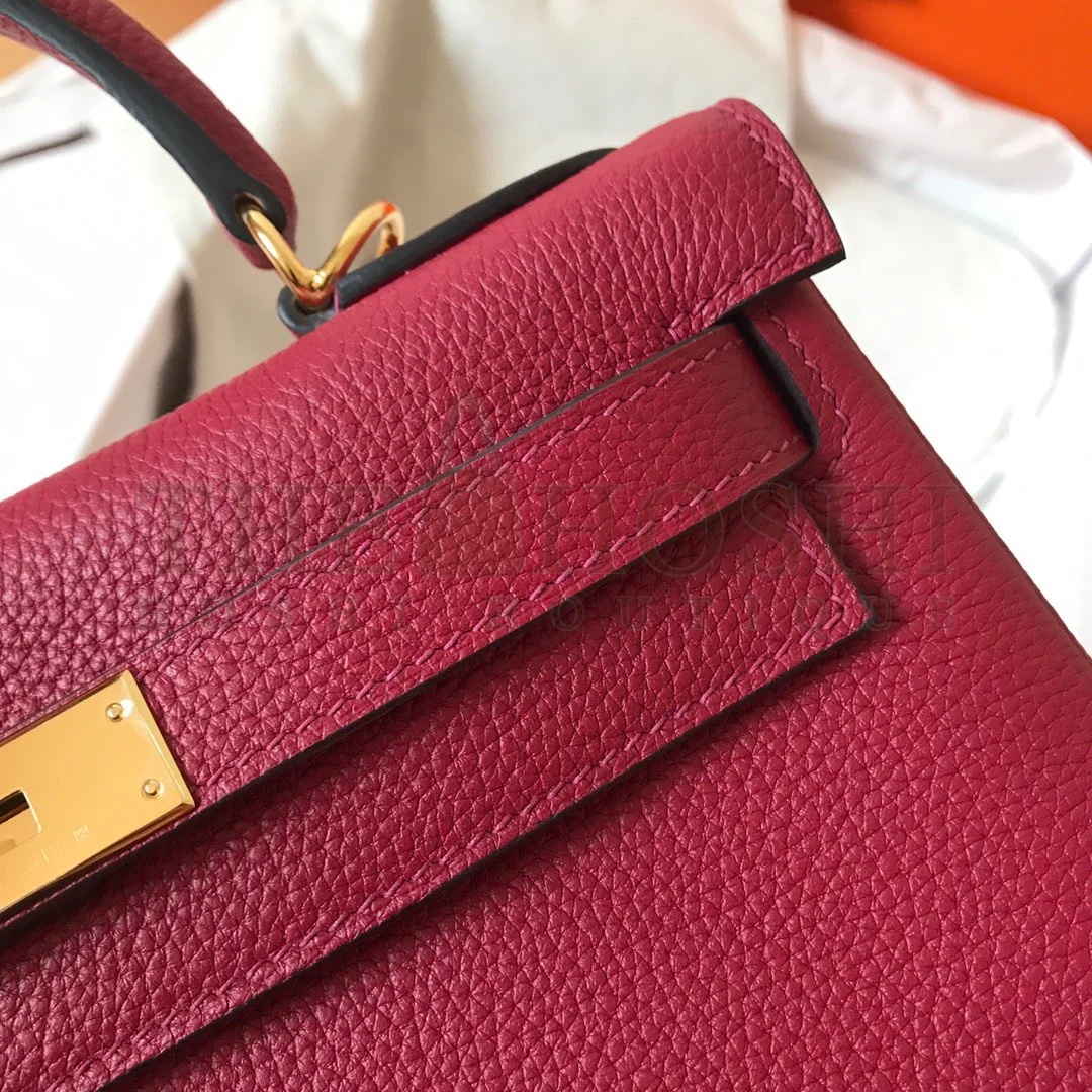 H**me5 Kelly Retourne 28 Handmade Bag In Ruby Clemence Leather Master Quality