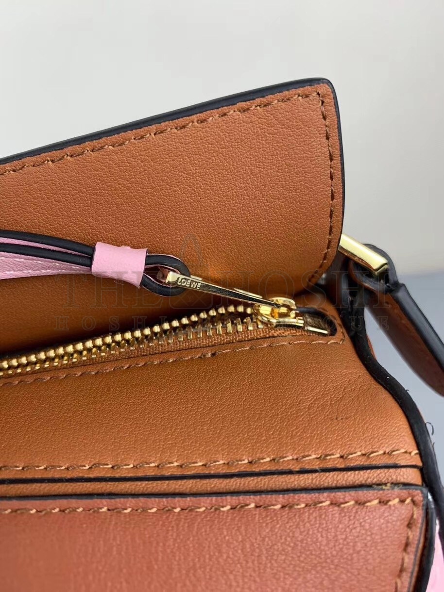 L0ew* Mini Puzzle Bag In Brown/Camel/Pink Calfskin Master Quality