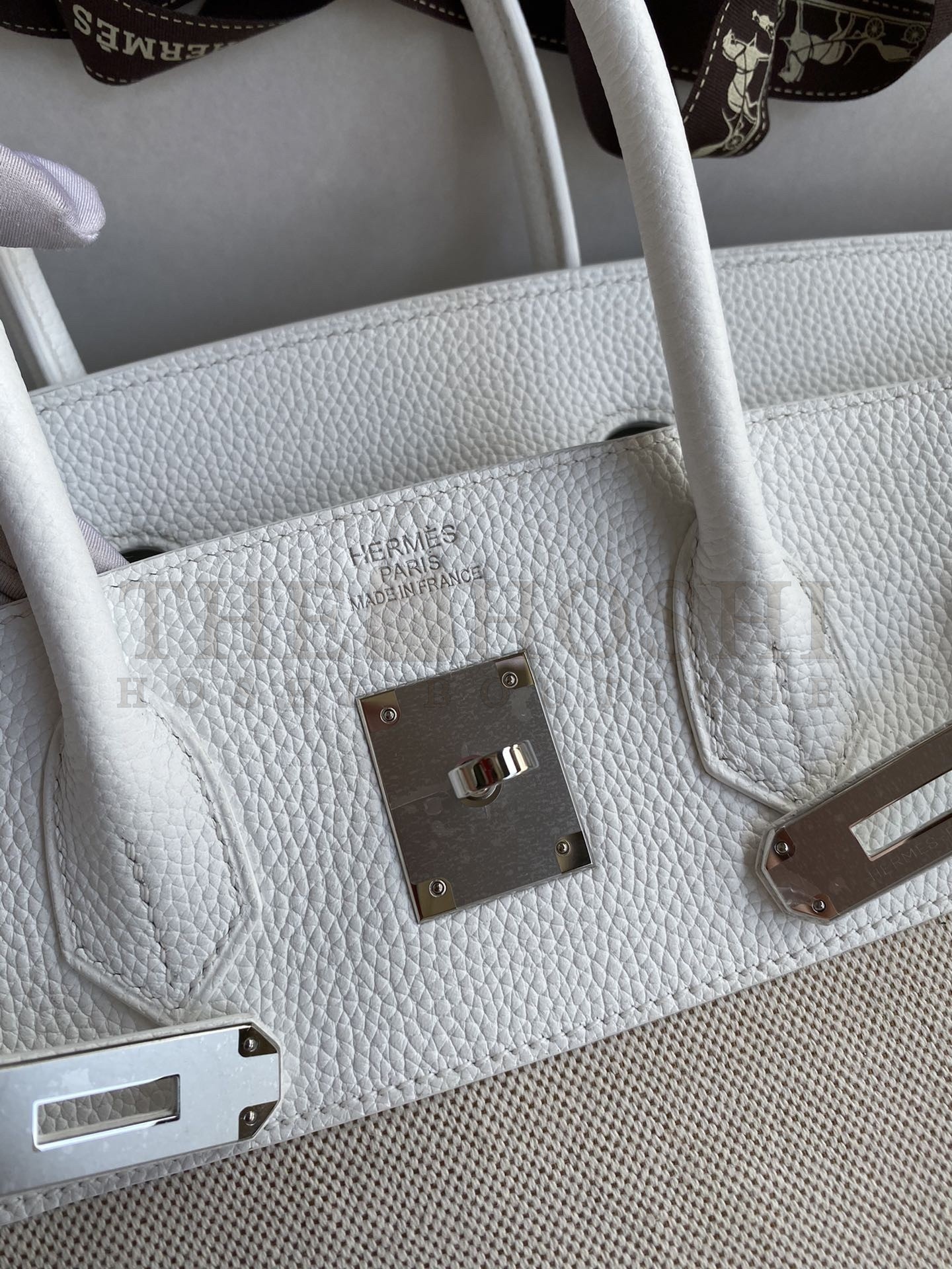 H**me5 Birkin 35 Handmade Bag In Toile &amp; White Clemence Leather Master Quality