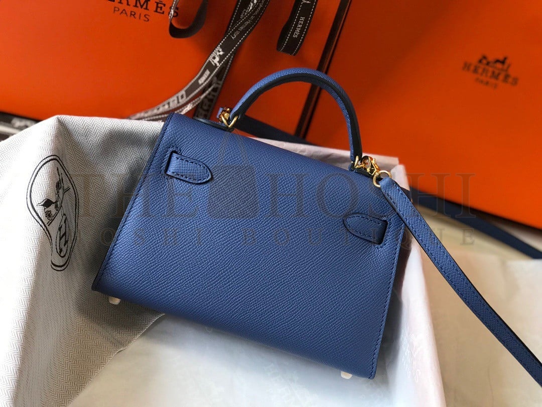 H**me5 Kelly Mini II Sellier Bag In Blue Agate Epsom Leather Master Quality