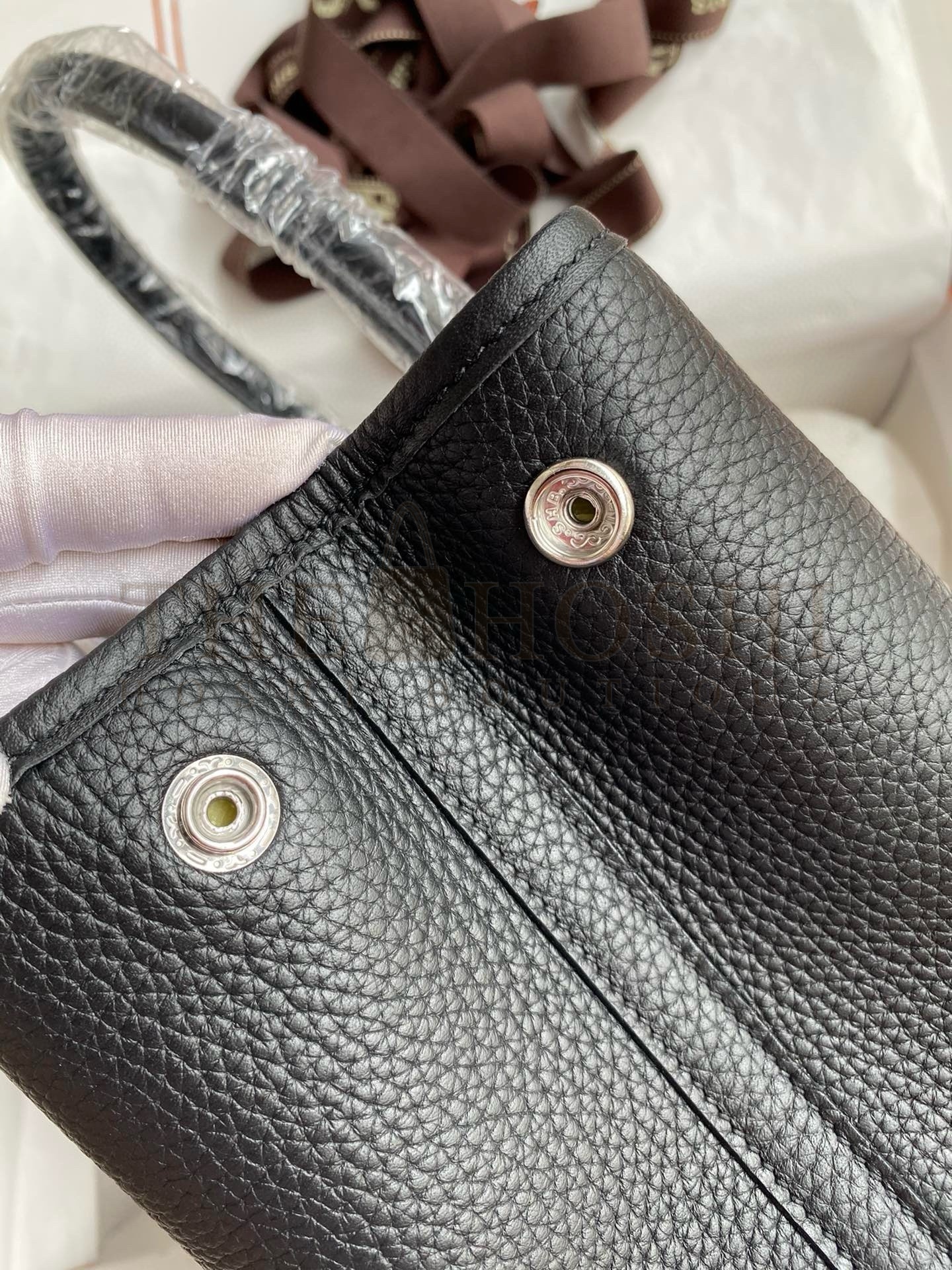 H**me5 Garden Party 30 Handmade Bag in Black Clemence Leather Master Quality