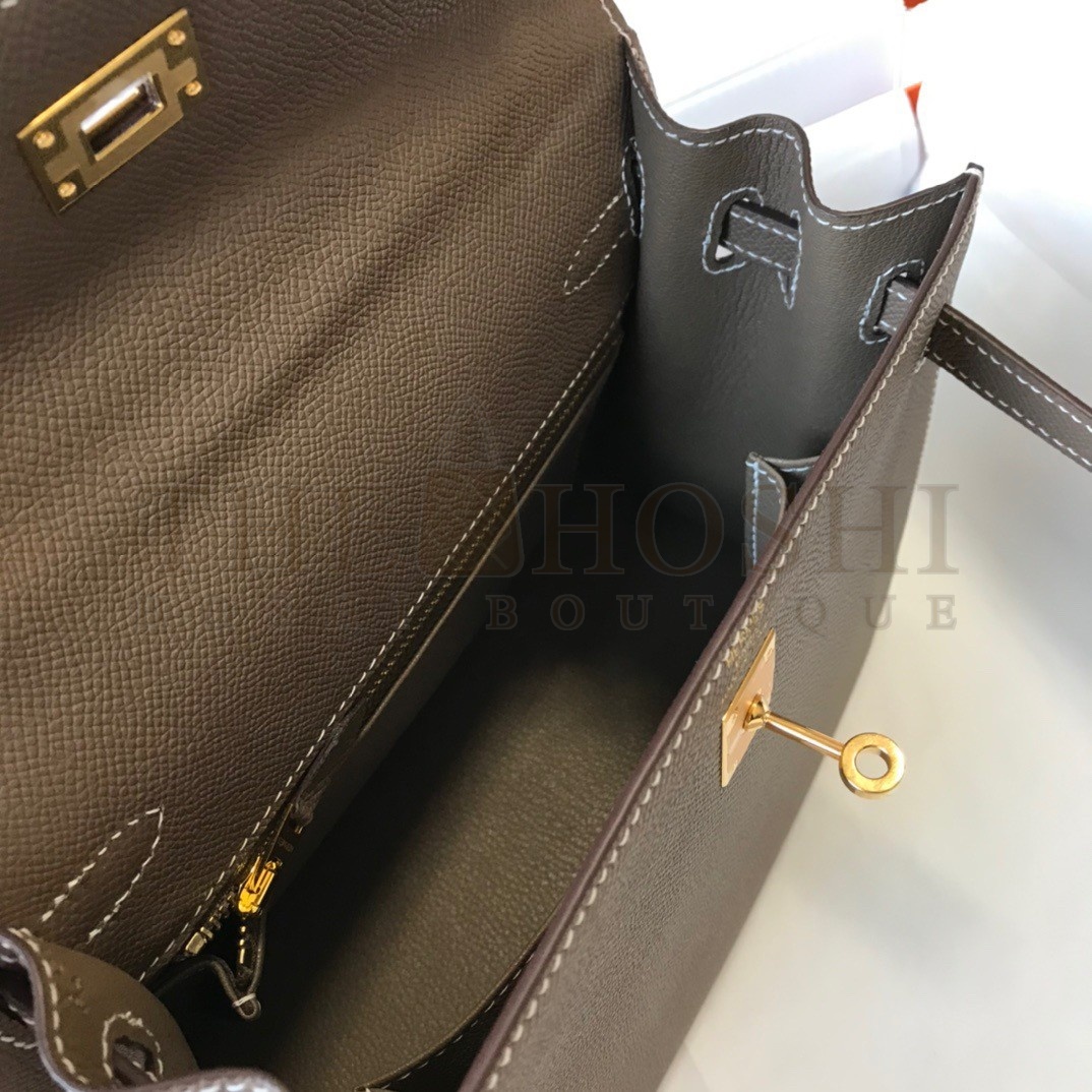 H**me5 Kelly 28cm Sellier Bag in Taupe Epsom Calfskin GHW Master Quality