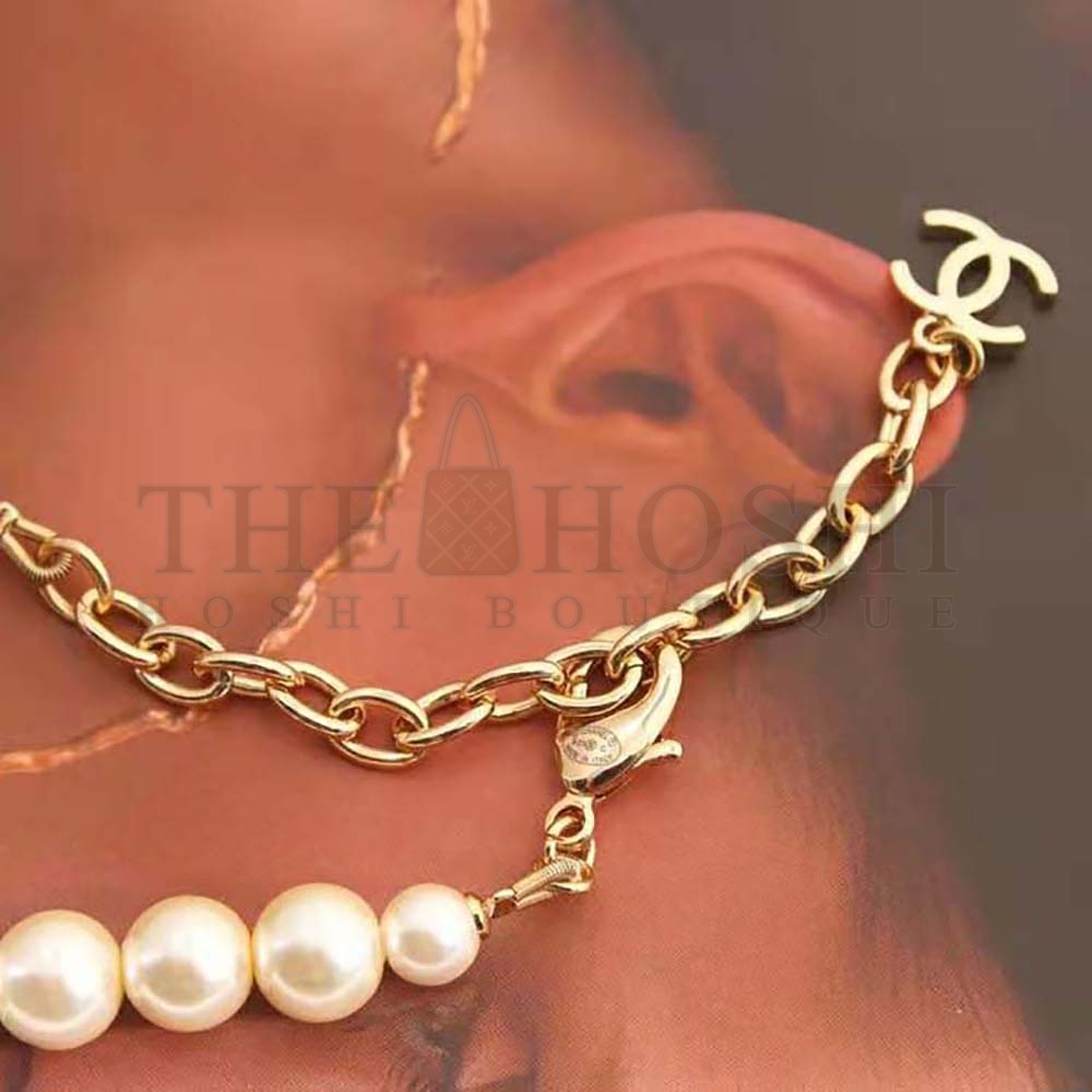 Ch**el Women Pendant Earrings in Metal Glass Pearls &amp; Strass Master Quality