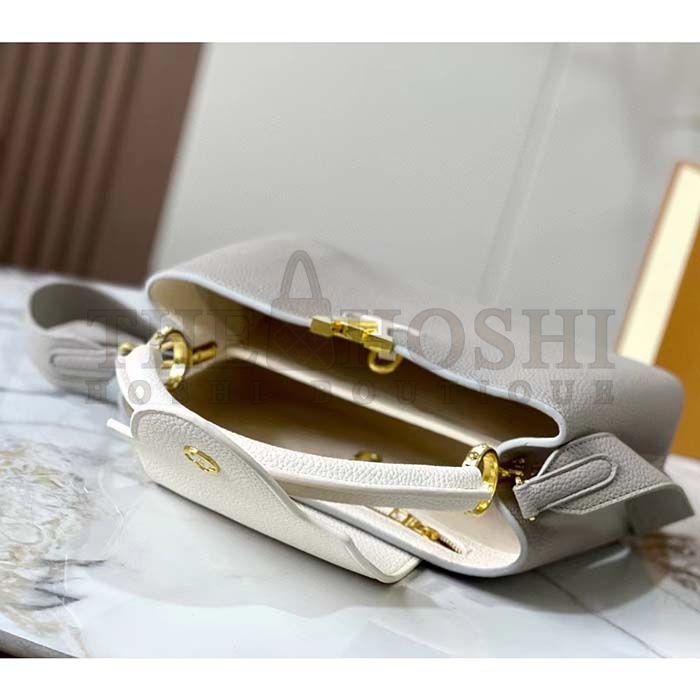 L0vis Vvtt0n LV Women Capucines MM Handbag Steeple Gray Greige Taurillon Leather Master Quality
