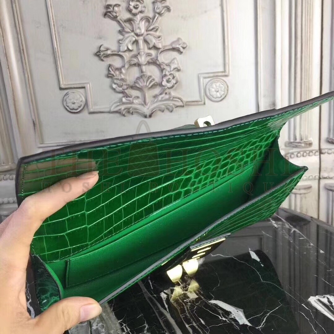H**me5 Medor Clutch Bag In Bamboo Crocodile Leather Master Quality