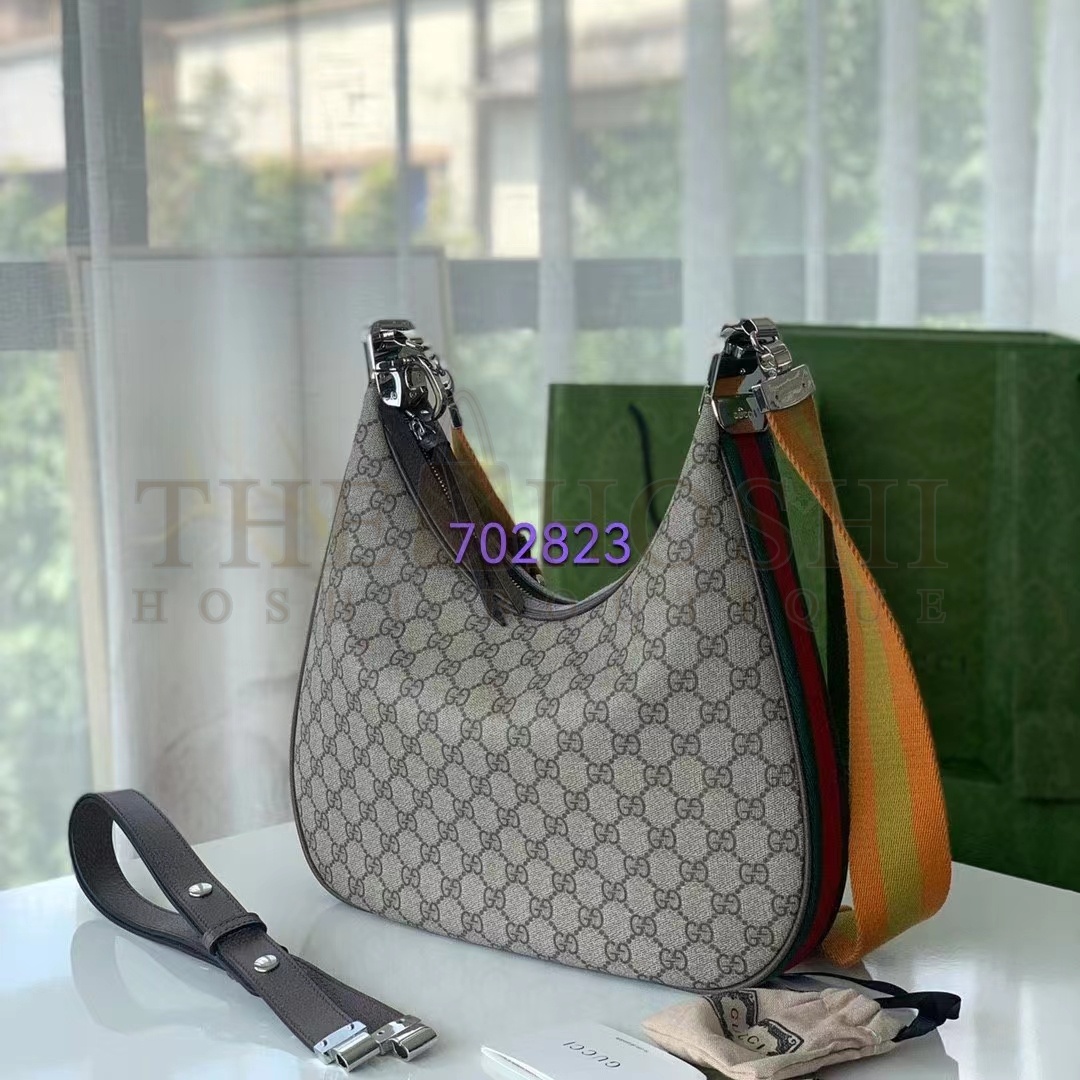 Gvc*1 Women GG Attache Large Shoulder Bag Beige Ebony GG Svp*me Canvas Master Quality