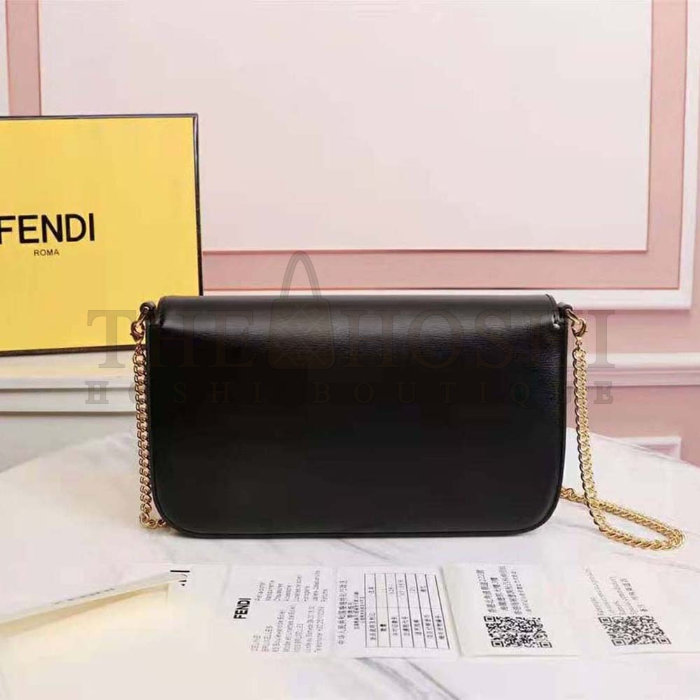 F**di Women Wallet on Chain with Pouches Leather Mini-Bag-Black Master Quality