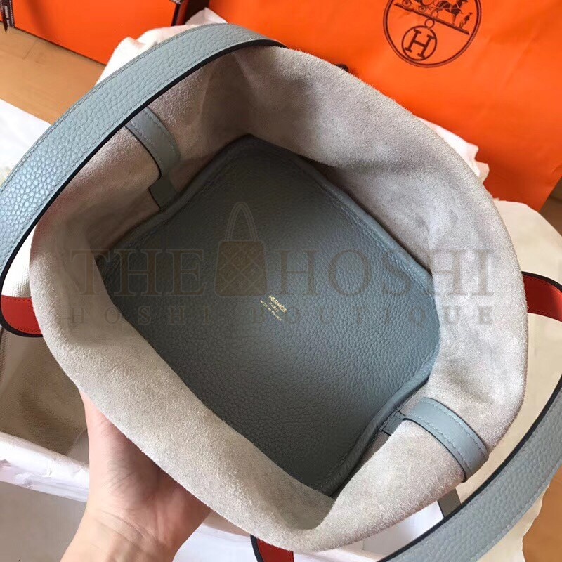 H**me5 Bicolor Picotin Lock MM 22cm Blue Lin Bag Master Quality