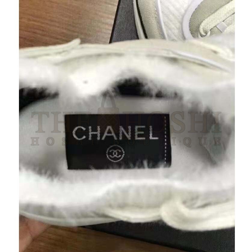 Ch**el Women Velvet Calfskin & Mixed Fibers Sneakers-Grey Master Quality