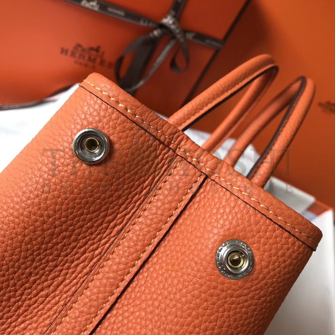 H**me5 Garden Party 30 Bag In Orange Clemence Leather Master Quality