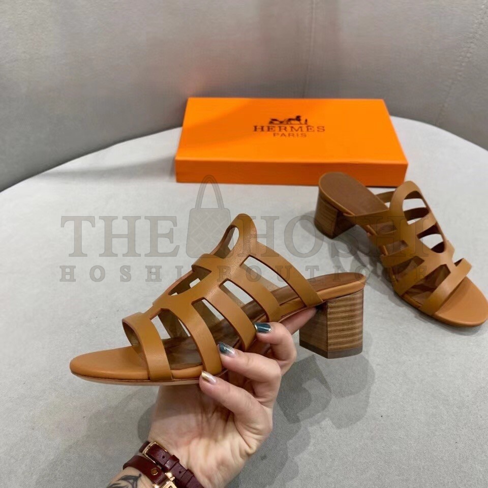 H**me5 Celena Sandals 5MM In Brown Calfskin Master Quality