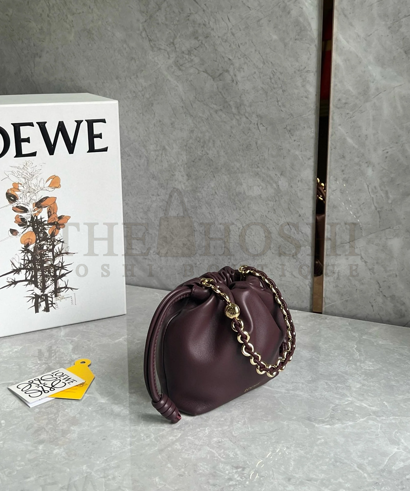 L0ew* Mini Flamenco Purse Bag in Burgundy Nappa Lambskin Master Quality