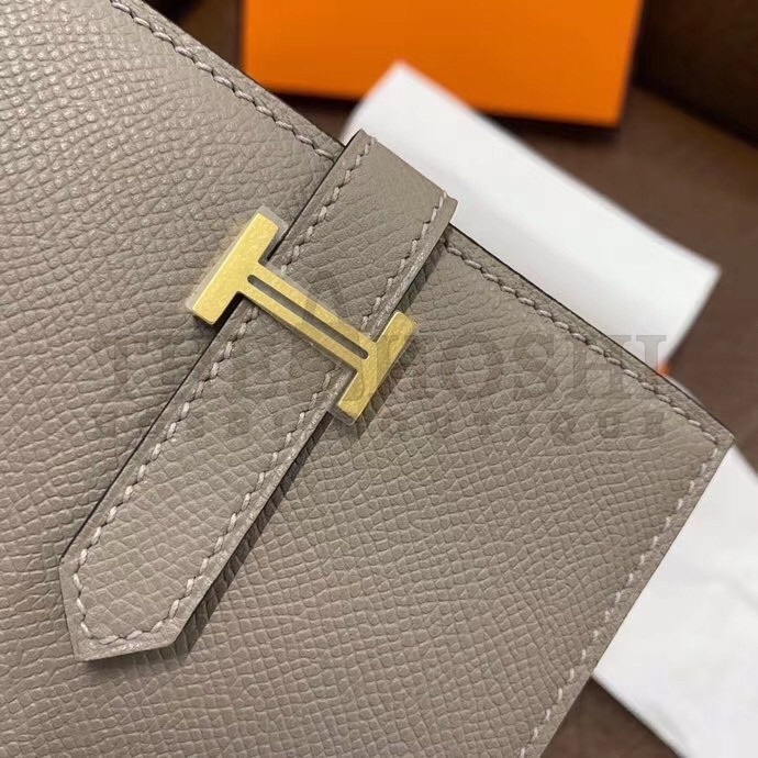 H**me5 Bearn Compact Wallet In Gris Asphalt Epsom Leather Master Quality