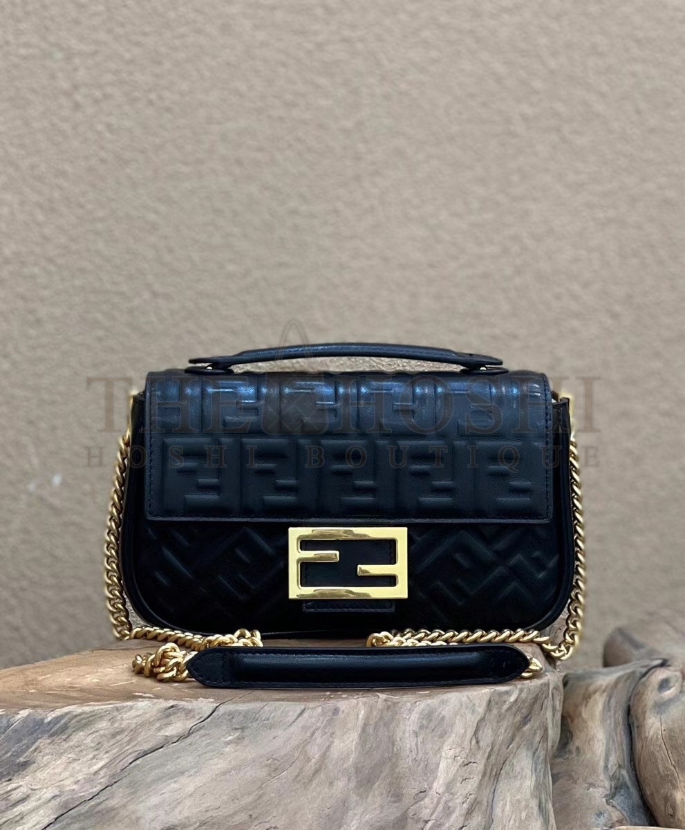 F**di Baguette Chain Midi Bag In Black Nappa Leather Master Quality