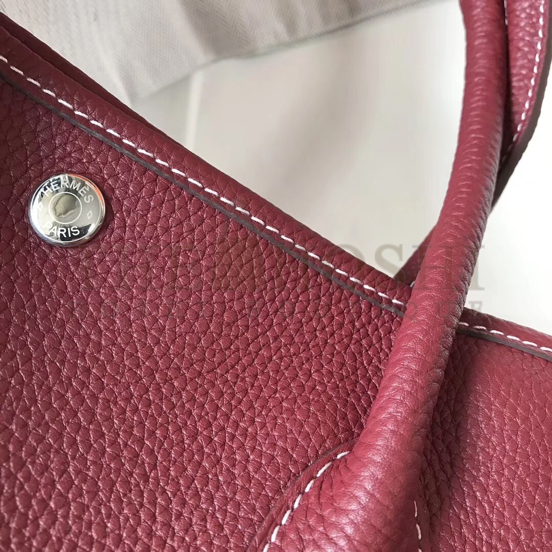 H**me5 Garden Party 36 Bag In Bordeaux Clemence Leather Master Quality