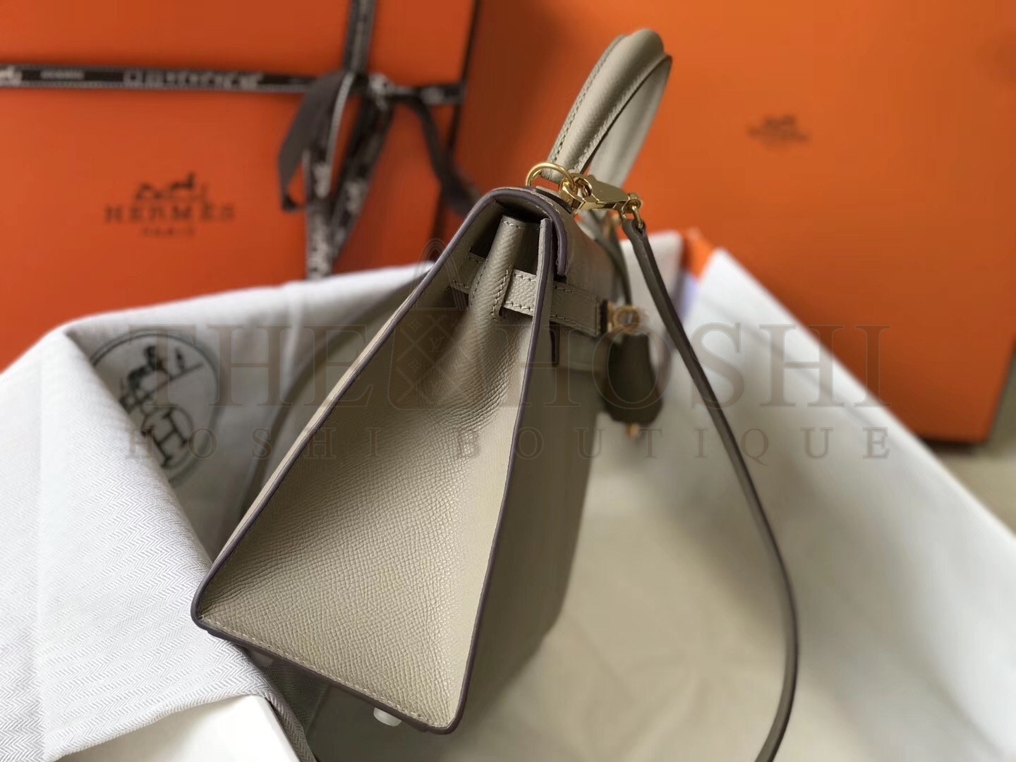 H**me5 Kelly 25cm Sellier Bag In Tourterelle Epsom Leather Master Quality