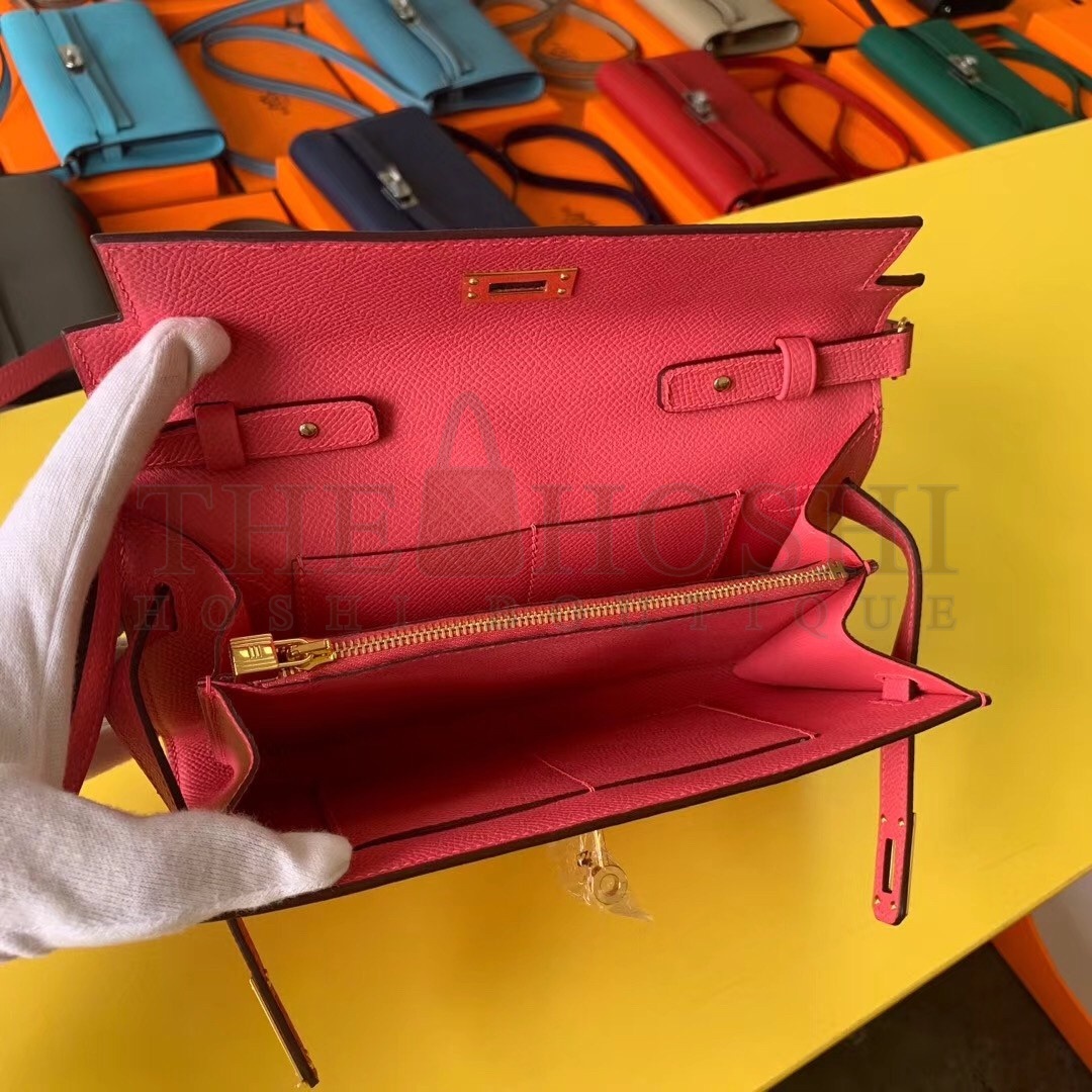 H**me5 Kelly Classique To Go Wallet In Rose Lipstick Epsom Calfskin Master Quality