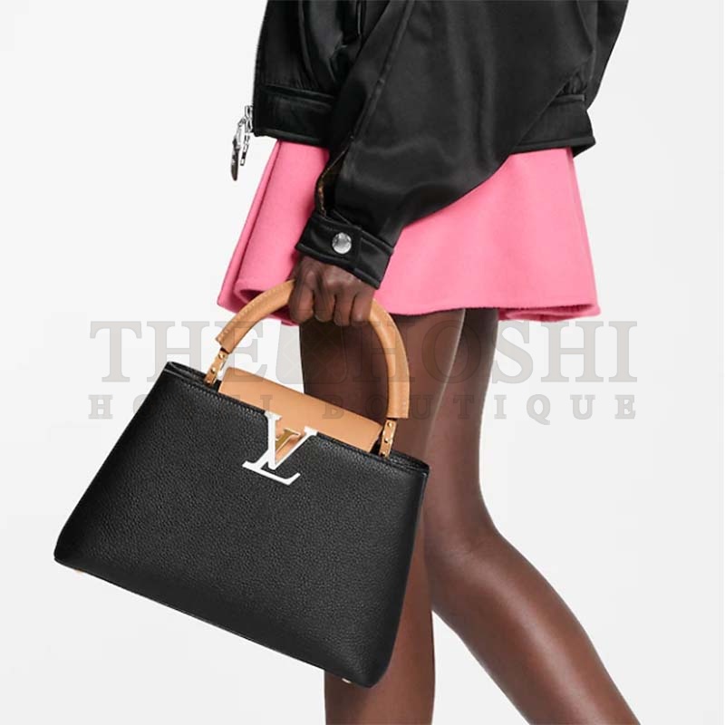 L0vis Vvtt0n LV Women Capucines MM Handbag Black Gold Arizona Taurillon Leather Master Quality