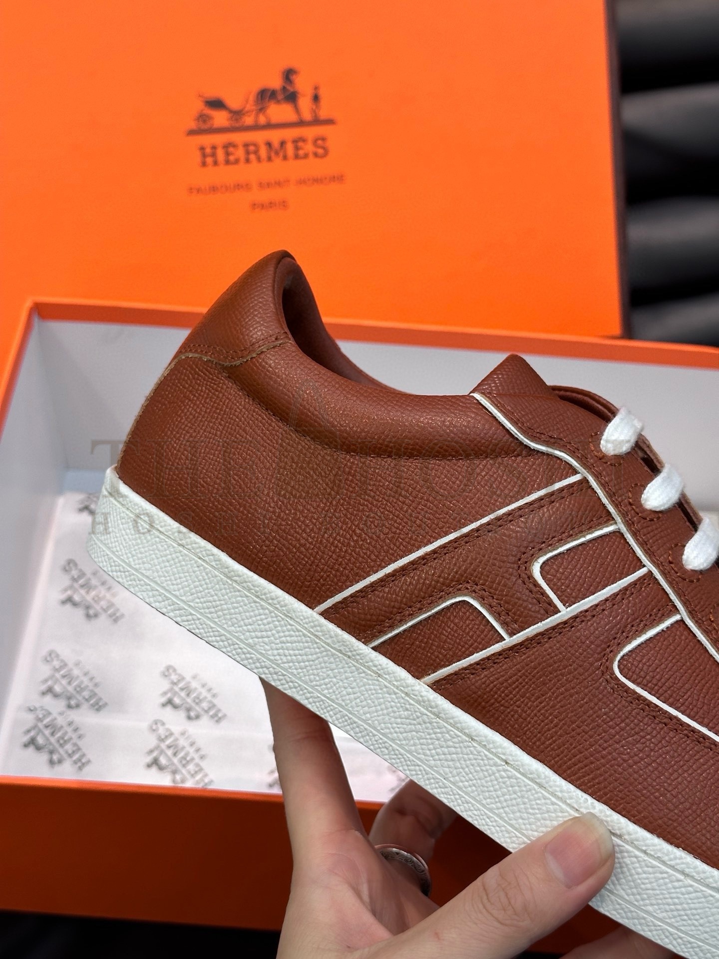 H**me5 Boomerang Sneakers In Brown Epsom Calfskin Master Quality