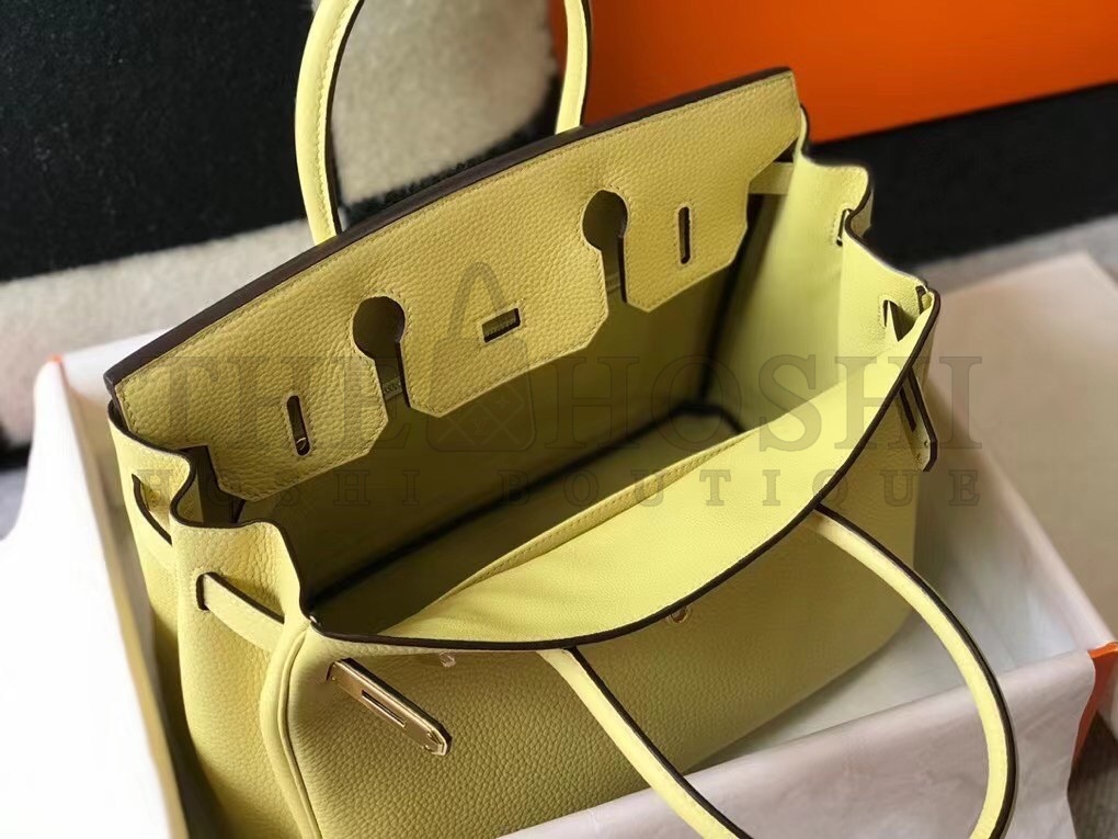 H**me5 Birkin 30 Bag in Jaune Poussin Clemence Leather with GHW Master Quality
