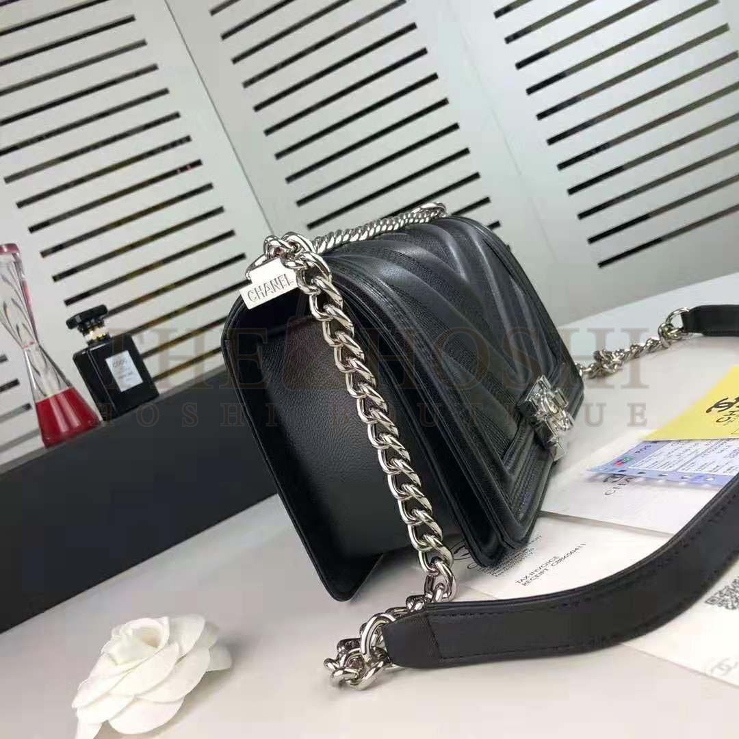 Ch**el Women Flap Bag with Top Handle in Calfskin-Black Master Quality