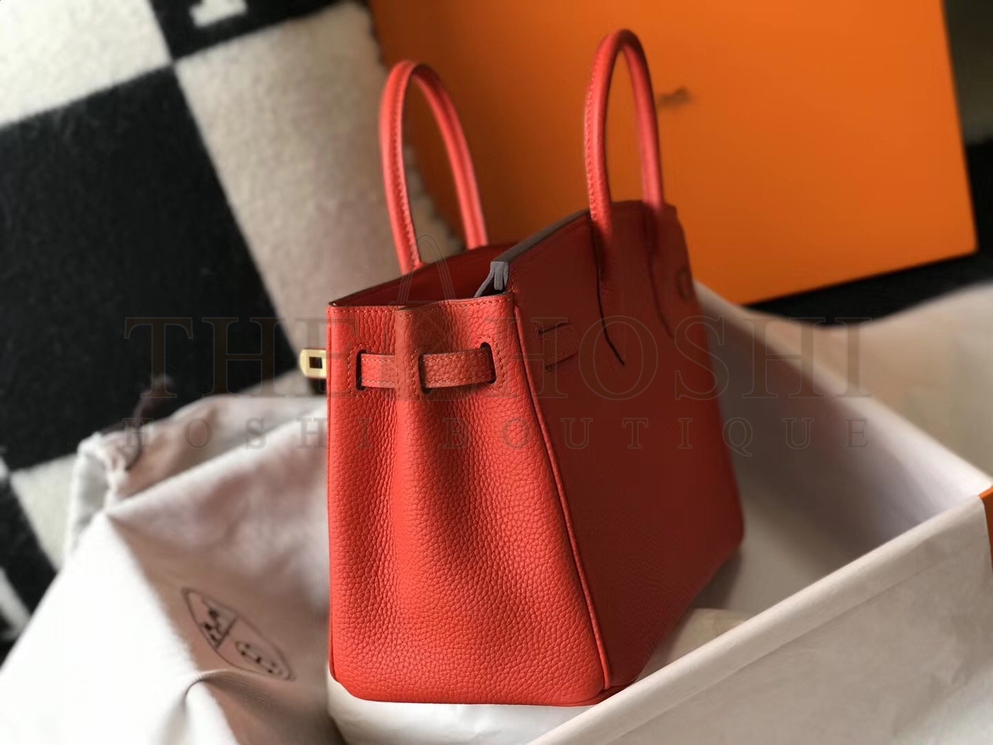 H**me5 Birkin 25cm Bag In Red Clemence Leather Master Quality