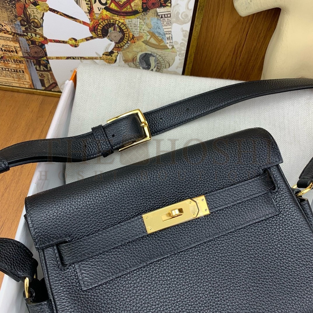 H**me5 Kelly Messenger Bag in Black Clemence Leather Master Quality