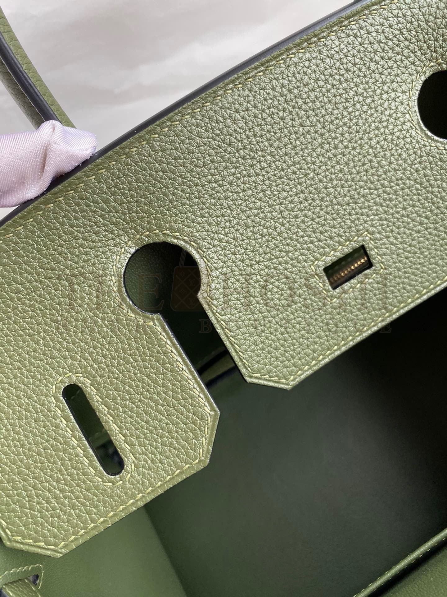 H**me5 Birkin 30 Retourne Handmade Bag In Green Clemence Leather Master Quality