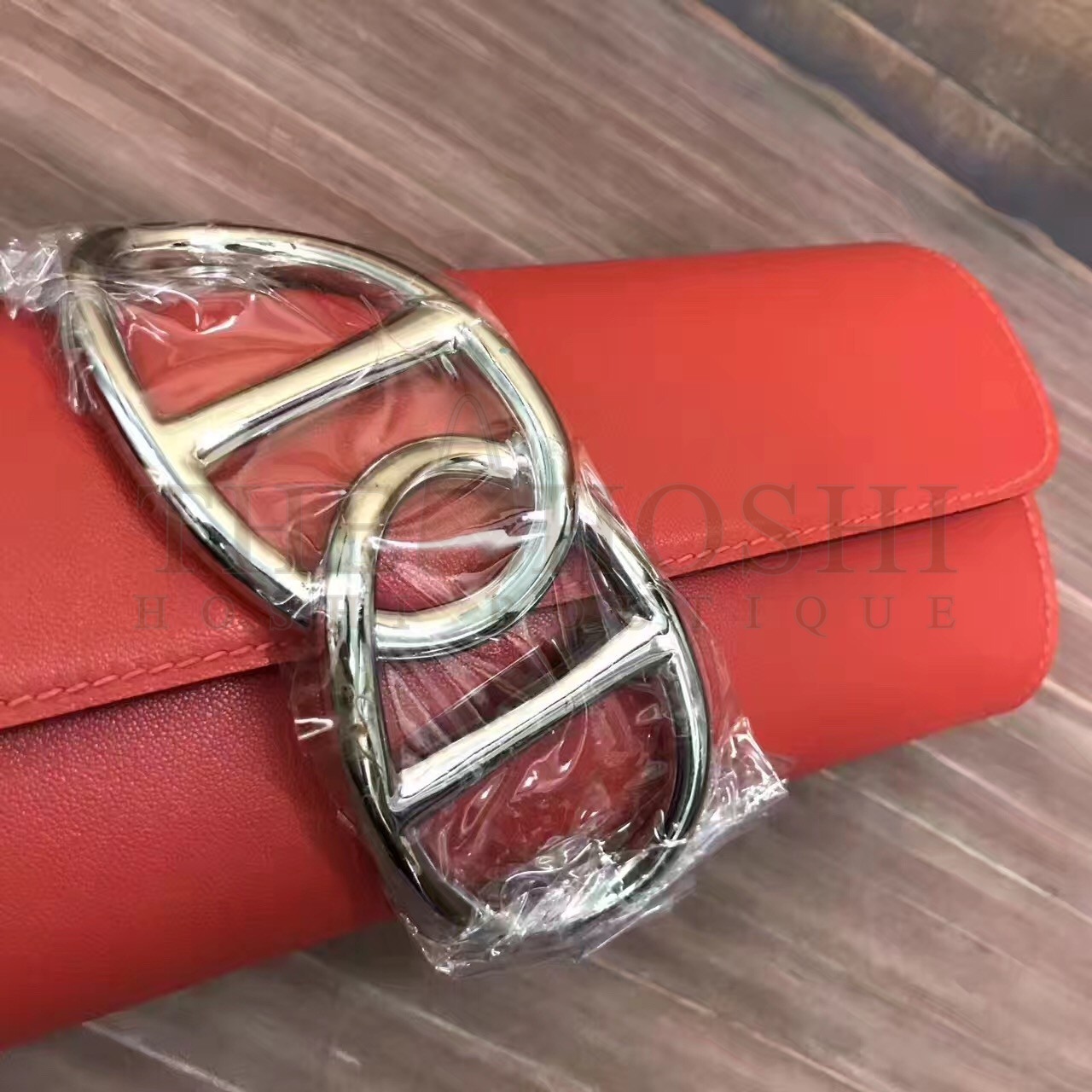 H**me5 Handmade Egee Clutch In Red Swift Leather Master Quality