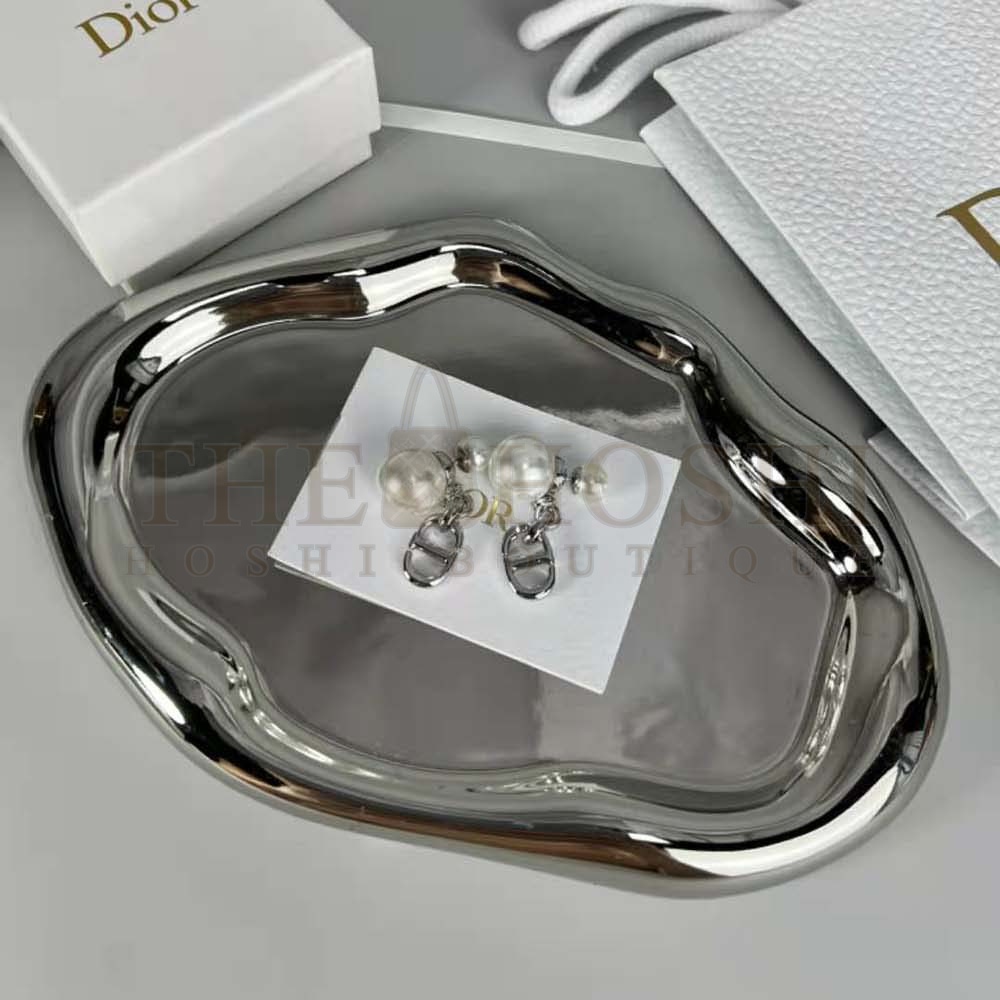 D10r Women Tribales Earrings Silver-Finish Metal with White Resin Pearls Master Quality