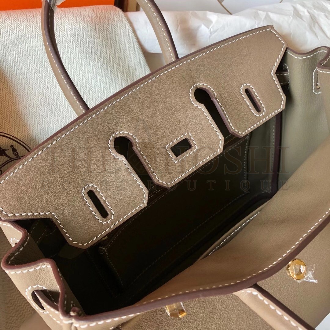 H**me5 Taupe Birkin 25cm Swift Handmade Bag Master Quality