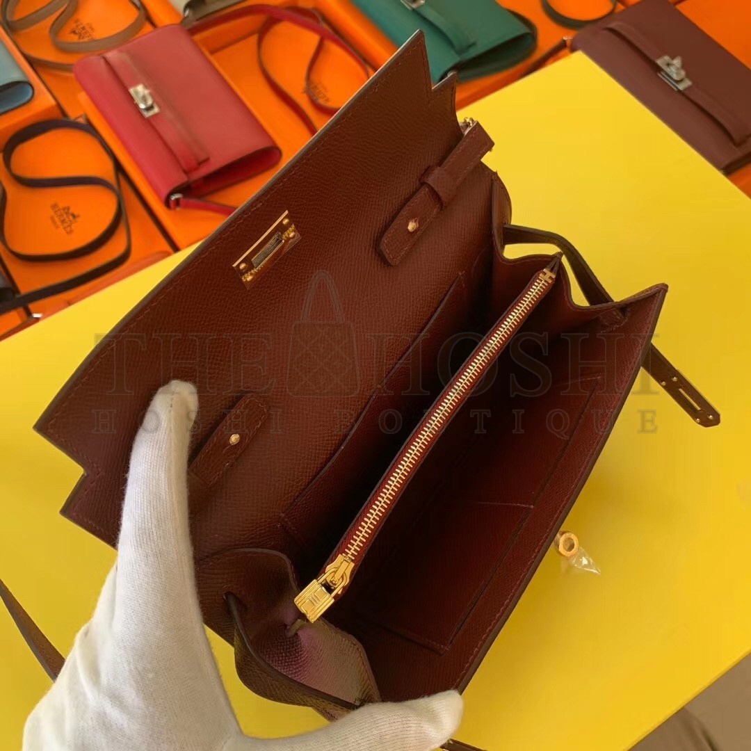 H**me5 Kelly Classique To Go Wallet In Bordeaux Epsom Calfskin Master Quality