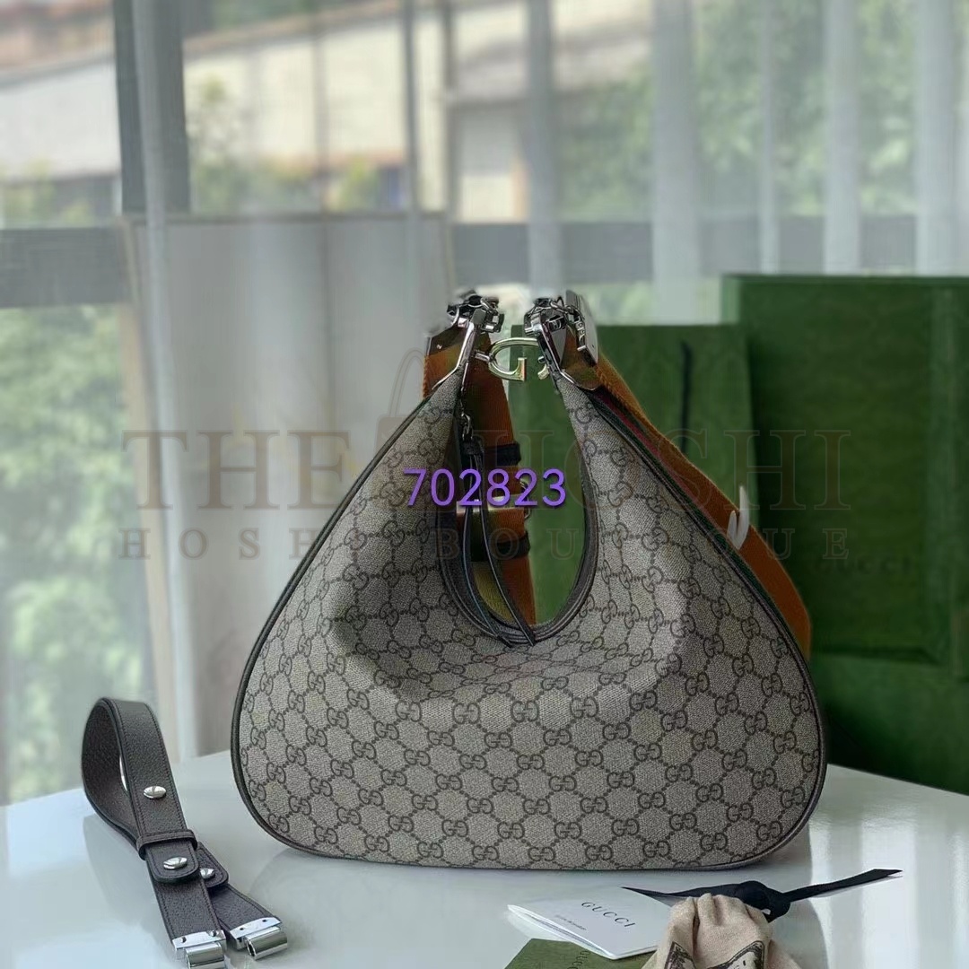 Gvc*1 Women GG Attache Large Shoulder Bag Beige Ebony GG Svp*me Canvas Master Quality