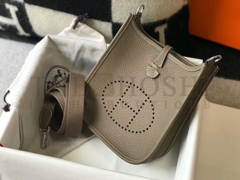 H**me5 Evelyne III TPM Bag In Taupe Clemence Leather Master Quality