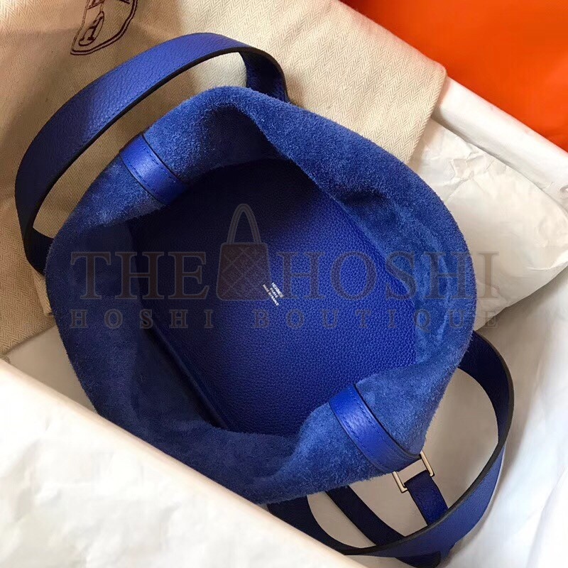 H**me5 Blue Electric Picotin Lock MM 22cm Handmade Bag Master Quality