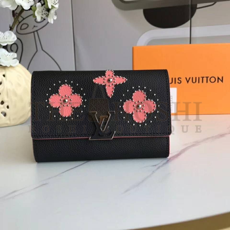 L0vis Vvtt0n LV Women Capucines Compact Wallet Taurillon Leather-Pink Master Quality