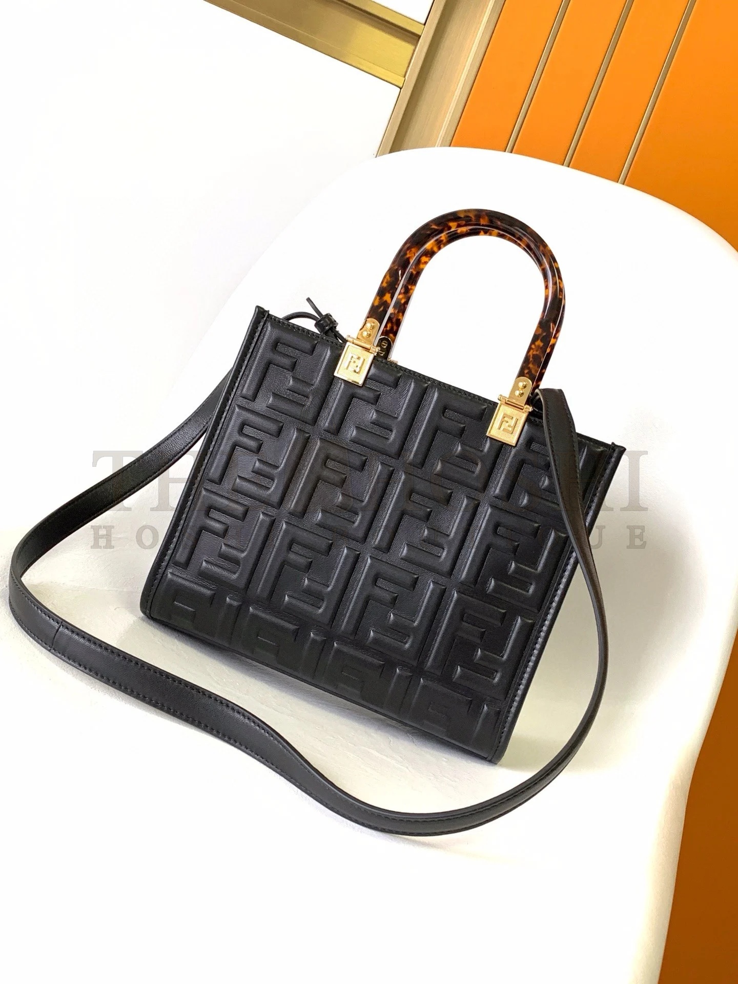 F**di Sunshine Small Tote Bag In Black FF Calfskin Master Quality