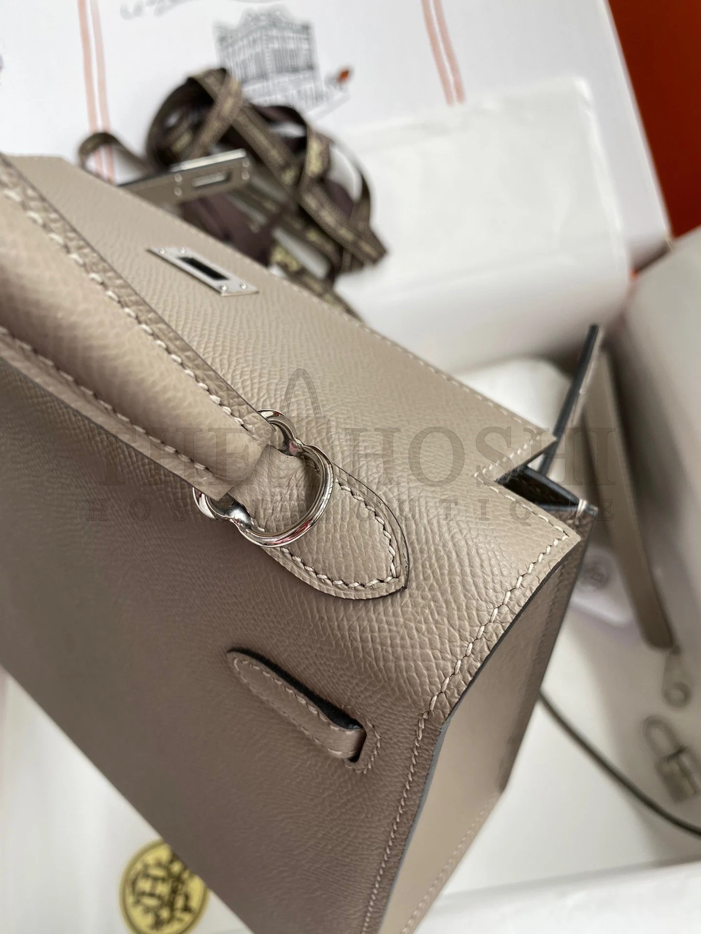 H**me5 Kelly Sellier 28 Handmade Bag In Gris Asphalt Epsom Calfskin Master Quality