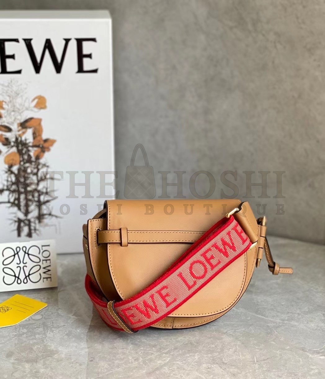 L0ew* Mini Gate Dual Bag In Brown Calfskin Master Quality