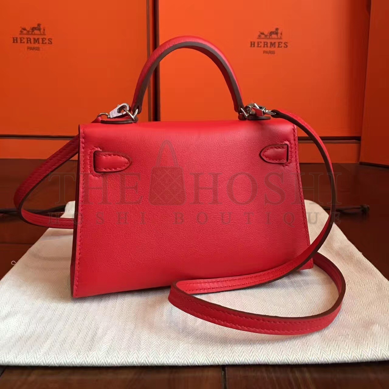 H**me5 Red Swift Kelly Mini II Handmade Bag Master Quality