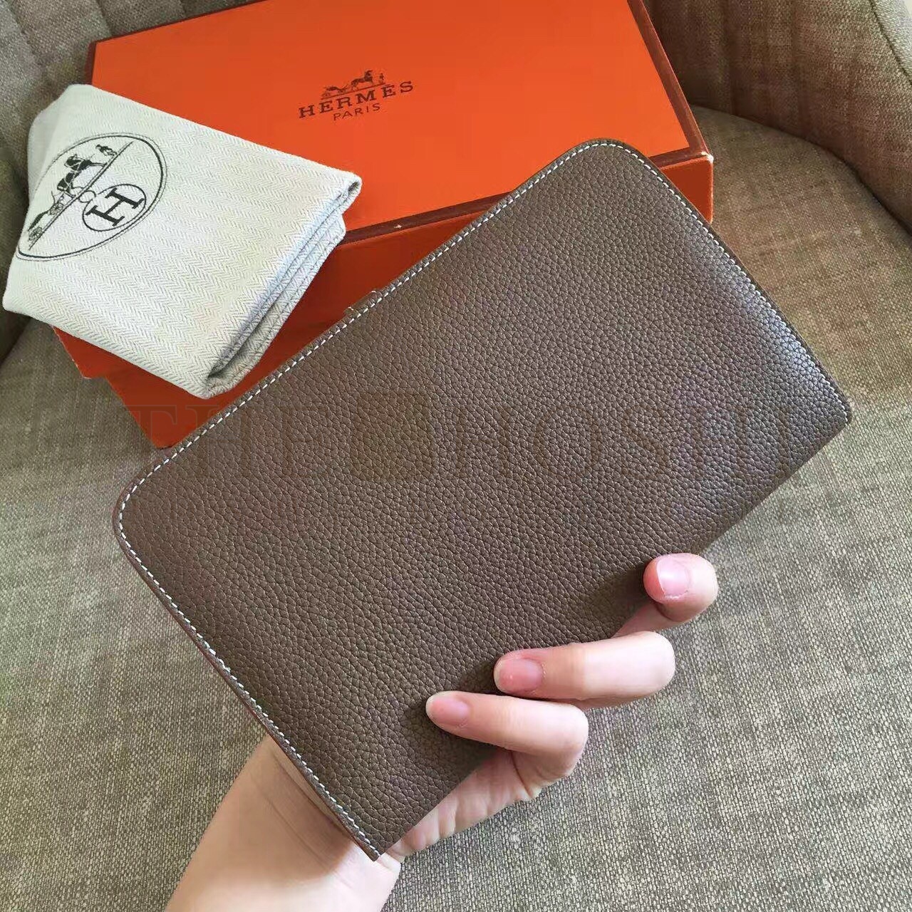 H**me5 Taupe Grey Dogon Duo Combined Wallet Master Quality