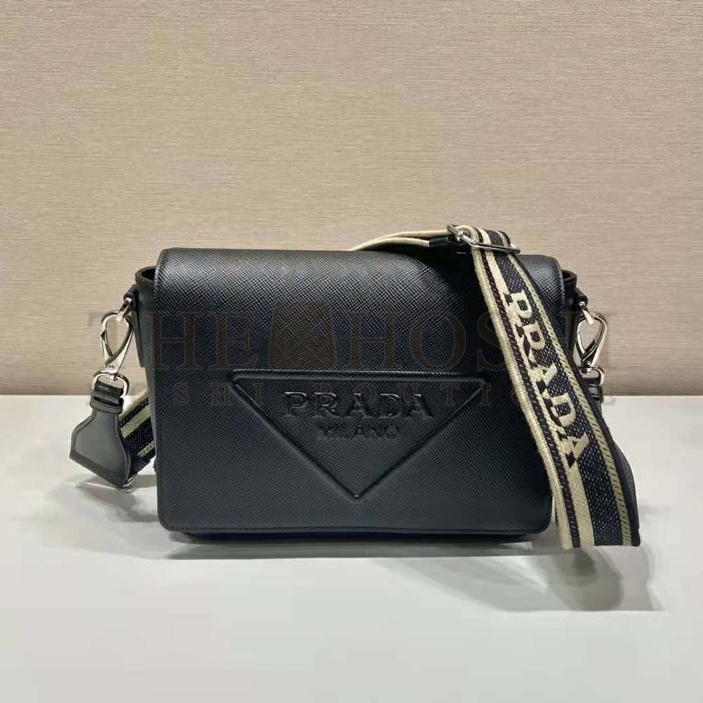 Pra*a Women Saffiano Leather Shoulder Bag with Sleek-Black Master Quality