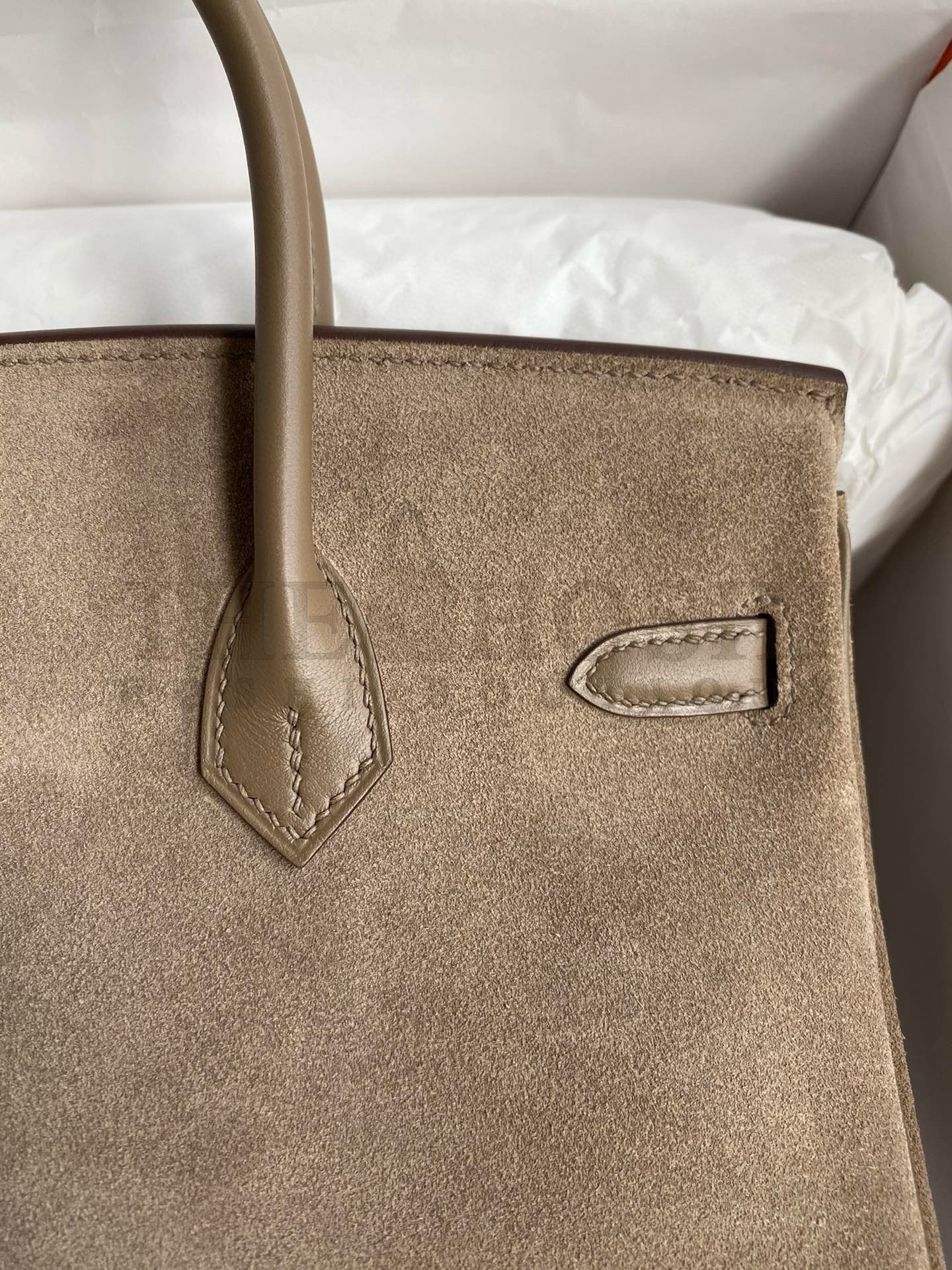 H**me5 Birkin 25 Grizzly Bag in Taupe Veau Doblis and Swift Leather Master Quality